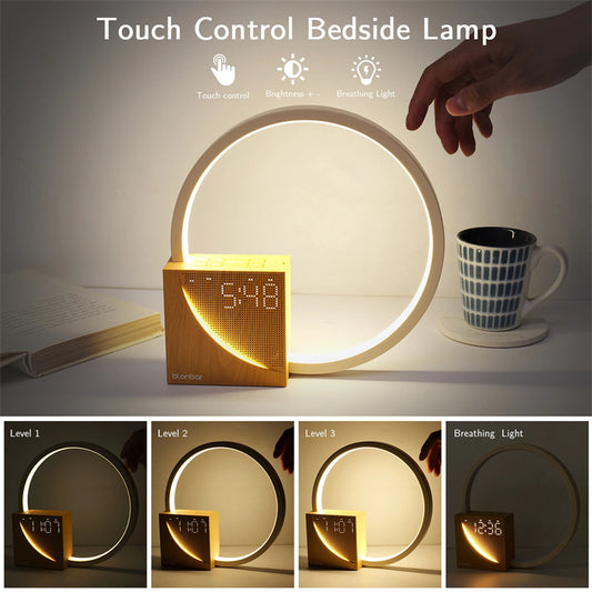 Bedside Lamp Touch Table Lamp With Natural Sounds,  Alarm Clock, Touch Control